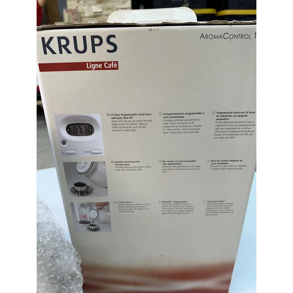 Krups AromaControl Therm Time Coffee Maker White Stainless Thermal Carafe NIB